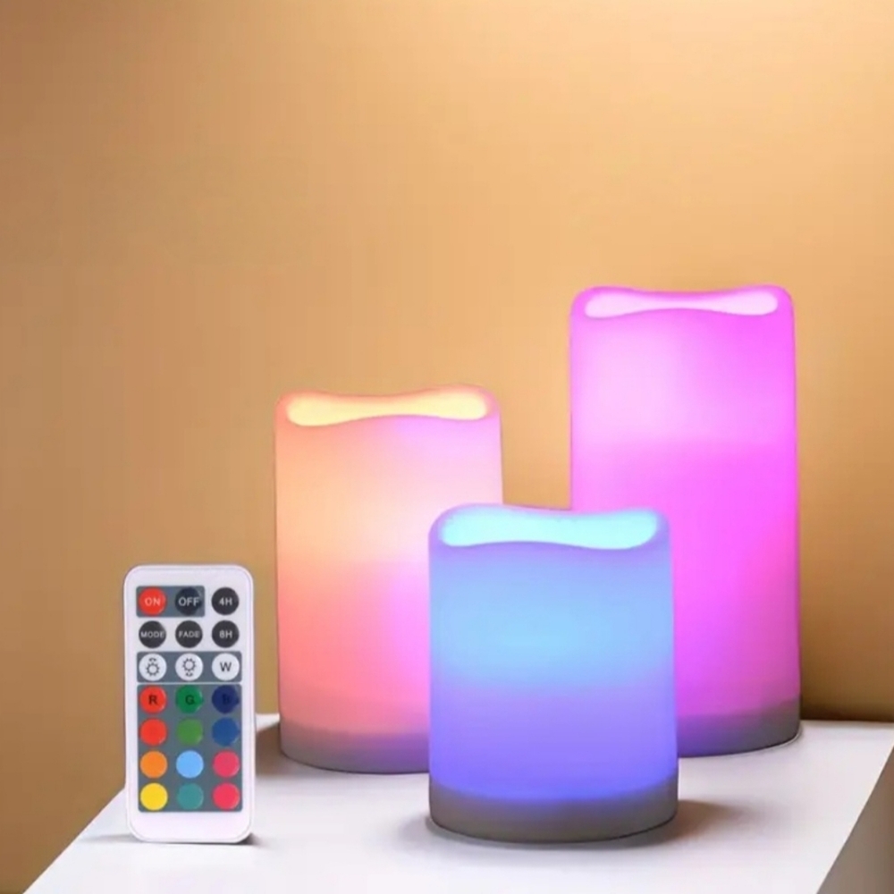 LED Flameless Candles with Remote - Pink, Blue, Purple
